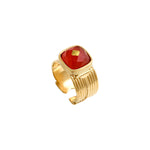 Bague ajustable Babylone cabochon de cornaline - orange Cornaline