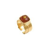 Bague ajustable Babylone cabochon de quartz - rose Strawberry quartz