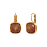 Mini boucles d'oreilles dormeuses Babylone quartz fraise - rose Strawberry quartz