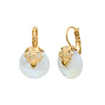 Boucles d'oreilles dormeuses Positano nacre blanche hématite - blanc Nacre blanche