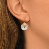 Boucles d'oreilles dormeuses Positano nacre blanche hématite - blanc Nacre blanche