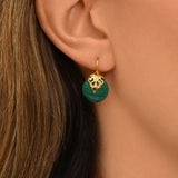 Boucles d'oreilles dormeuses Positano pierre effet malachite et cristal - vert Vert