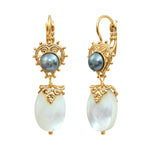 Boucles d'oreilles dormeuses Positano cabochon nacrés - blanc Nacre blanche