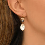 Boucles d'oreilles dormeuses Positano cabochon nacrés - blanc Nacre blanche