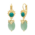 Boucles d'oreilles dormeuses Positano aventurine et cabochon - vert Vert