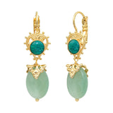 Boucles d'oreilles dormeuses Positano aventurine et cabochon - vert Vert