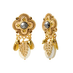 Boucles d'oreilles clips Positano nacre et cabochon nacré - blanc Nacre blanche