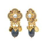 Boucles d'oreilles clips Positano labradorite et cabochon nacré - gris Nacre grise