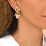 Boucles d'oreilles clips Positano nacre et cabochon nacré - blanc Nacre blanche