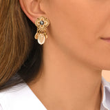 Boucles d'oreilles clips Positano nacre et cabochon nacré - blanc Nacre blanche