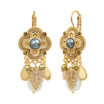 Boucles d'oreilles dormeuses Positano nacre et cabochon nacré - blanc Nacre blanche