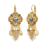 Boucles d'oreilles dormeuses Positano nacre et cabochon nacré - blanc Nacre blanche