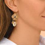 Boucles d'oreilles dormeuses Positano nacre et cabochon nacré - blanc Nacre blanche