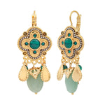 Boucles d'oreilles dormeuses Positano pierre et cabochon nacré - vert Vert