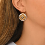 Boucles d'oreilles dormeuses Positano nacre blanche et cabochon nacré - blanc Nacre blanche