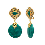 Boucles d'oreilles clips pendantes Positano pierre effet malachite - vert Vert