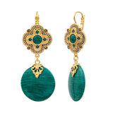 Boucles d'oreilles dormeuses pendantes Positano pierre effet malachite - vert Vert