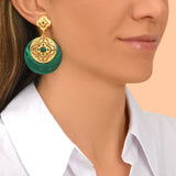 Boucles d'oreilles clips Positano cristaux et pierre façon malachite - vert Vert