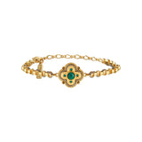 Bracelet chaîne réglable Positano pierre effet malachite et cristaux - vert Vert