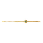Bracelet chaîne réglable Positano pierre effet malachite et cristaux - vert Vert