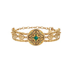 Bracelet manchette réglable Positano triple rang façon malachite cristaux - vert Vert