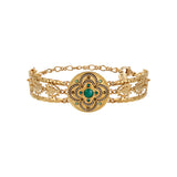 Bracelet manchette réglable Positano triple rang façon malachite cristaux - vert Vert