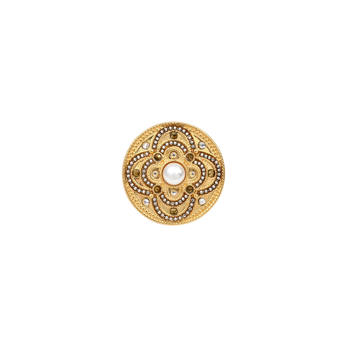 Broche ronde Positano - gris Nacre blanche