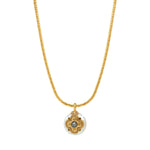 Collier pendentif Positano maille haricot et médaille en nacre - blanc Nacre blanche
