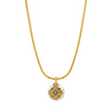 Collier pendentif Positano maille haricot et médaille en nacre - blanc Nacre blanche