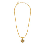 Collier pendentif Positano maille haricot et médaille en nacre - blanc Nacre blanche
