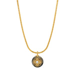 Collier pendentif Positano maille haricot et médaille en nacre - gris Nacre grise
