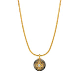 Collier pendentif Positano maille haricot et médaille en nacre - gris Nacre grise