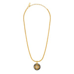 Collier pendentif Positano maille haricot et médaille en nacre - gris Nacre grise