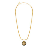 Collier pendentif Positano maille haricot et médaille en nacre - gris Nacre grise