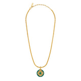 Collier pendentif Positano maille haricot et médaille façon malachite - vert Vert