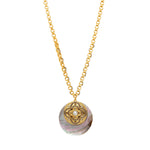 Collier chaîne Positano maille bijou médaille nacre et cabochon nacré - gris Nacre grise