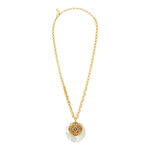 Collier chaîne Positano maille bijou médaille nacre et cabochon nacré - blanc Nacre blanche
