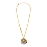 Collier chaîne Positano maille bijou médaille nacre et cabochon nacré - gris Nacre grise