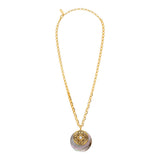 Collier chaîne Positano maille bijou médaille nacre et cabochon nacré - gris Nacre grise