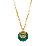 Collier chaîne Positano maille bijou médaille en pierre façon malachite - vert Vert