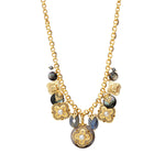 Collier chaîne Positano médailles charm's en nacre grise et labradorite - gris Nacre grise