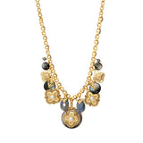 Collier chaîne Positano médailles charm's en nacre grise et labradorite - gris Nacre grise
