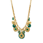 Collier chaîne Positano médailles charm's façon malachite et gemmes - vert Vert