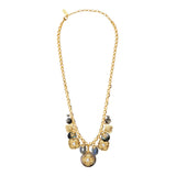 Collier chaîne Positano médailles charm's en nacre grise et labradorite - gris Nacre grise