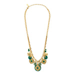 Collier chaîne Positano médailles charm's façon malachite et gemmes - vert Vert