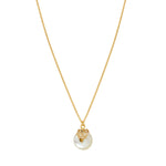 Collier pendentif fin réglable Positano nacre et cristal - blanc Nacre blanche