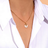 Collier pendentif fin réglable Positano nacre et cristal - blanc Nacre blanche