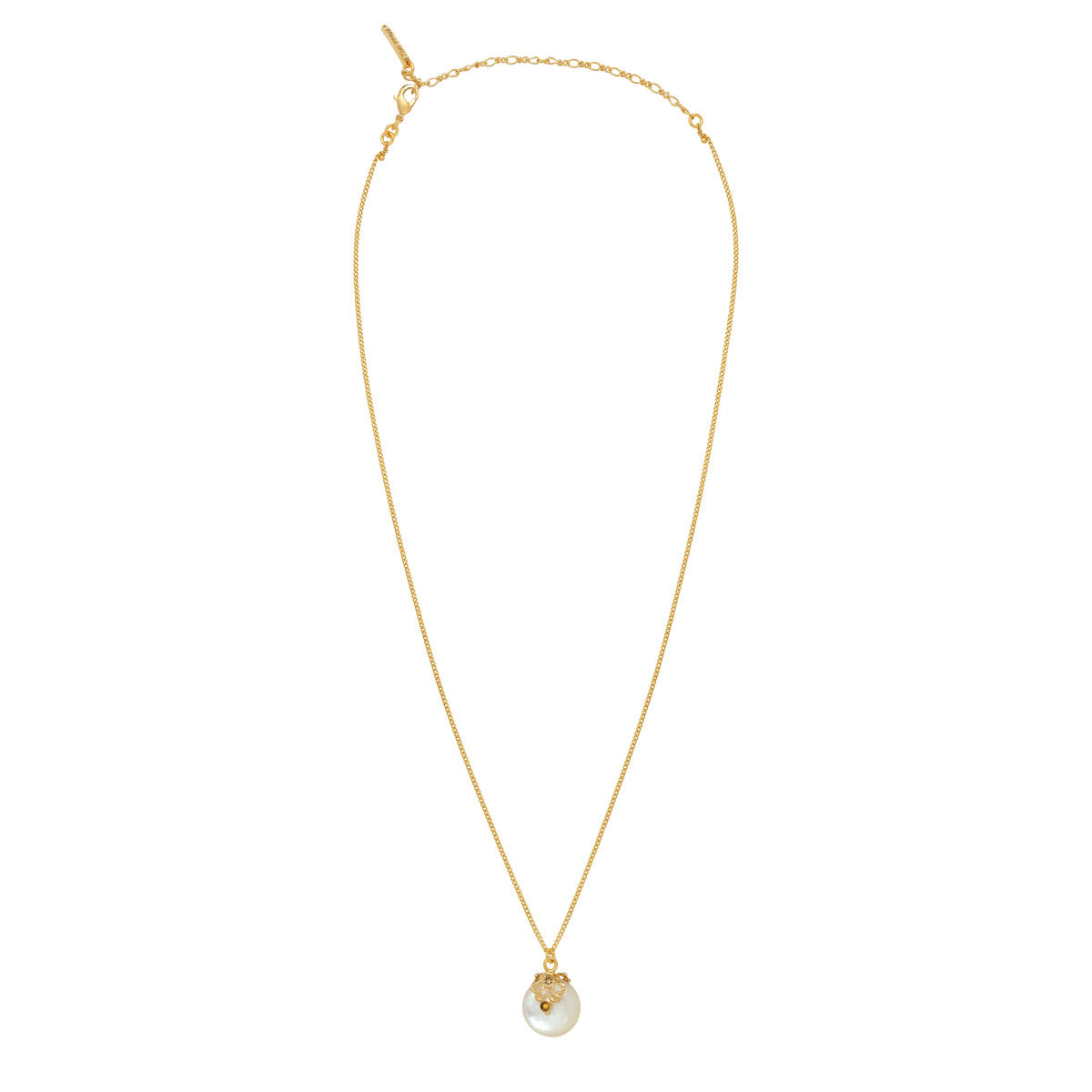 Collier pendentif fin réglable Positano nacre et cristal - blanc Nacre blanche