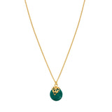 Collier pendentif fin réglable Positano pierre effet malachite et cristal - vert Vert