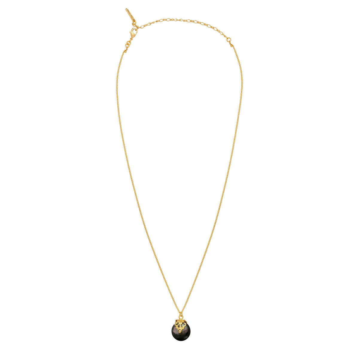 Collier pendentif fin réglable Positano nacre et cristal - gris Nacre grise
